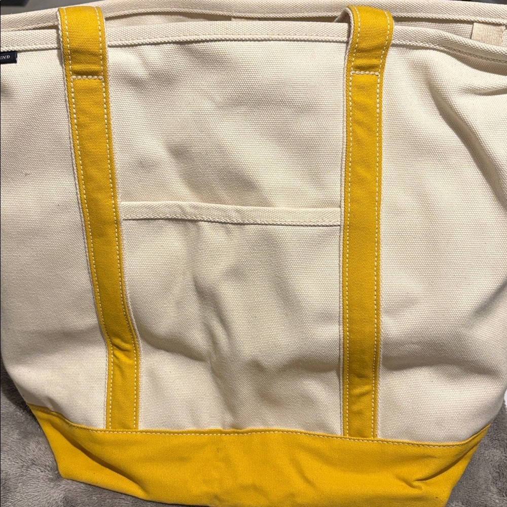 Lands' End open top gold and beige Tote
